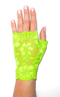 Кружевные удлиненные митенки. Салатовый. 3346