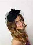 Вечерняя шляпка с вуалью и велюровым бантом 2234 - фото 24731