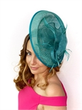 Шляпка на заколке Диана из синамей. Бирюза 4315 - фото 24825